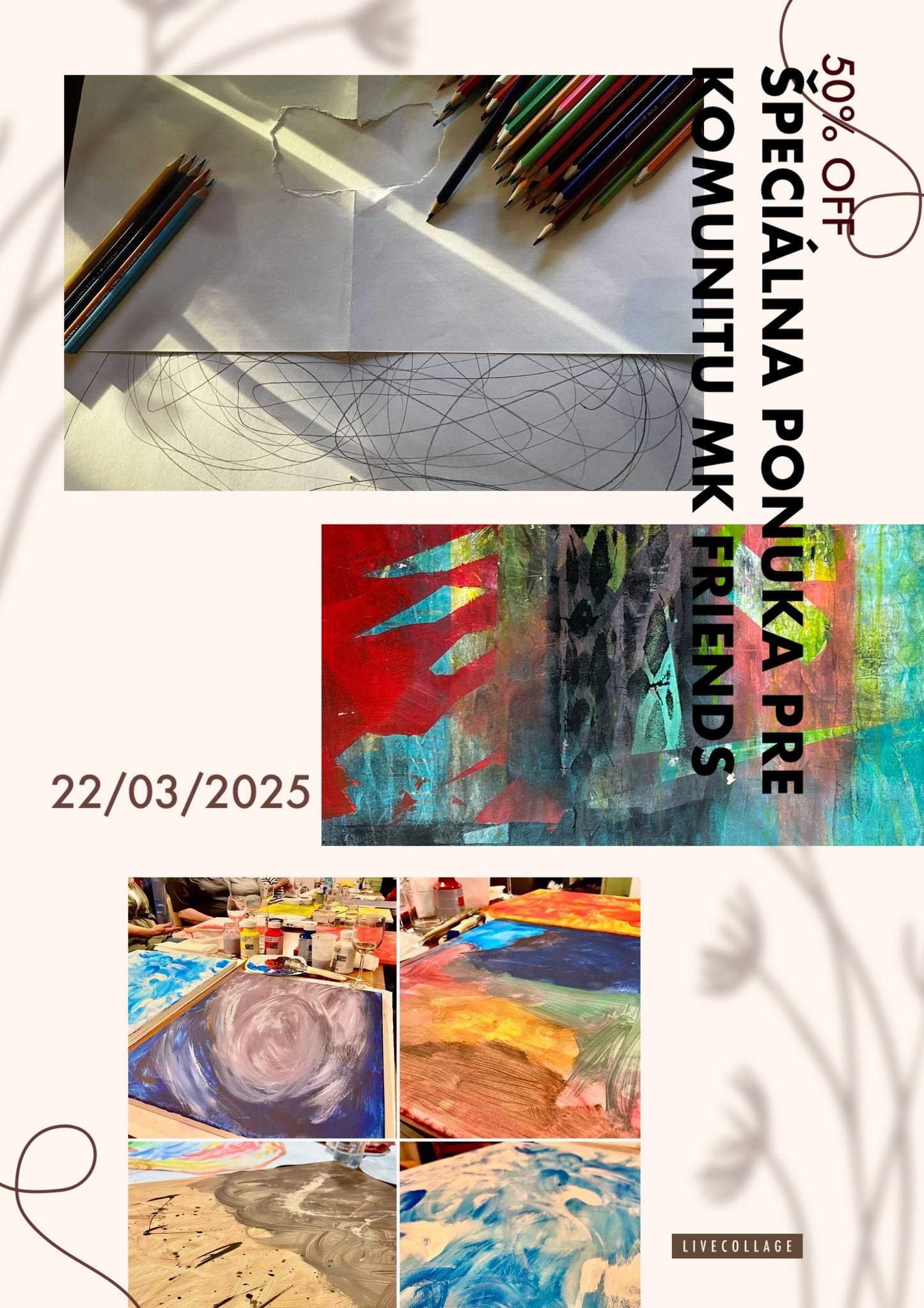 Voucher pre uzavretý, na mieru šitý 3-hodinový maliarsky workshop s prvkami arteterapie pre komunitu -  priatelia MK